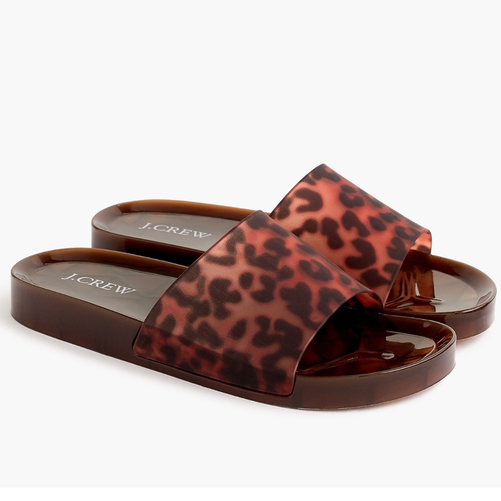 J. Crew Women's Leopard-Print Jelly Slide Sandals in Brown